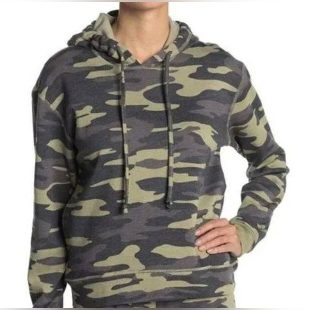 Socialite Green Gray Camo Camouflage Hoodie Sweatshirt Pullover